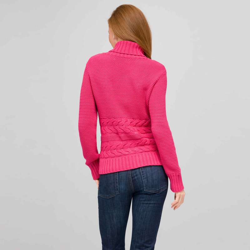 Cotton Turtleneck Sweater, Begonia Pink, large image number 1