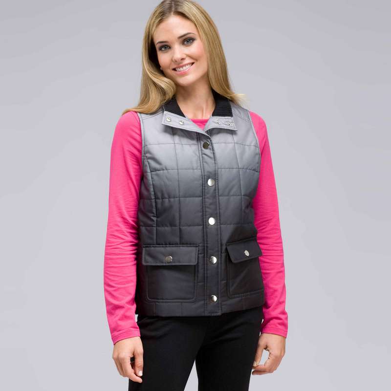 Mock Neck Quilted Vest, Black Multi, large image number 0