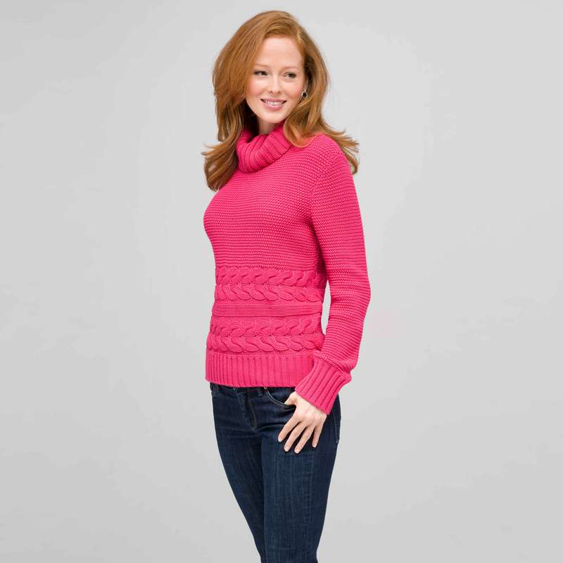 Cotton Turtleneck Sweater, Begonia Pink, large image number 0